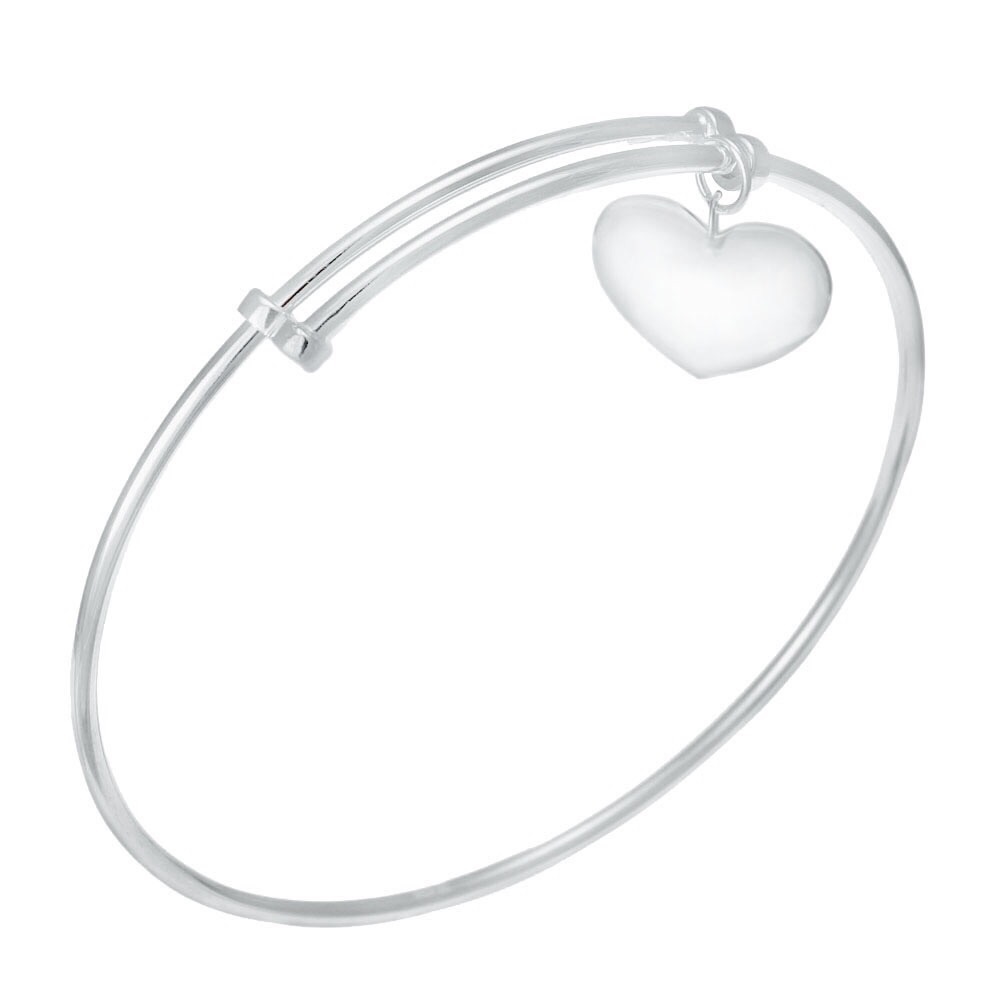 925 Sterling Silver Love Heart Bracelet Bangle
